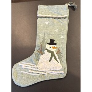 Tag Fresh Balsam Snowman Holiday‎ Christmas Stocking Green Textured 17 Inch NEW
